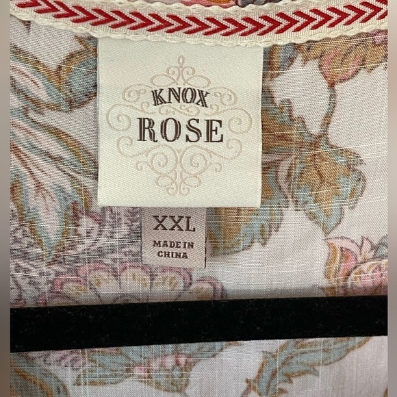 Knox Rose Women Pink Floral‎ Snap Front 3/4 Sleeve Blouse 2XL Casual Summer - Picture 4 of 5